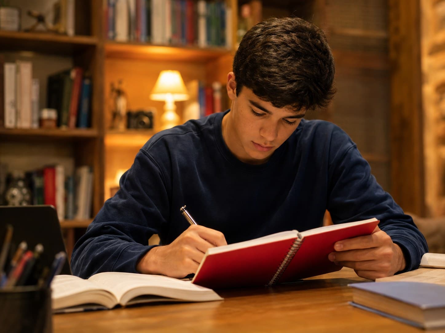 Aluno Promise estudando em casa
