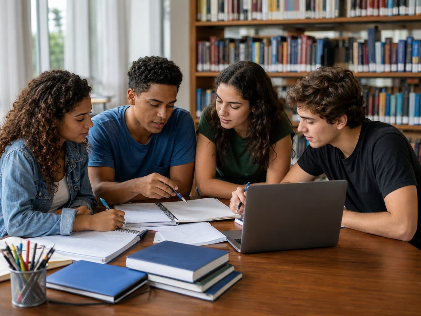 Alunos estudando em grupo